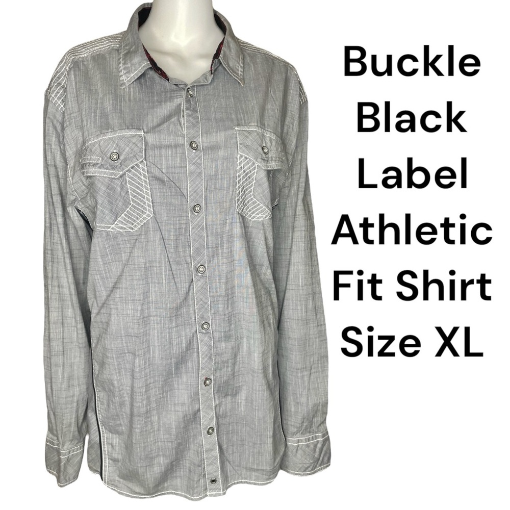 Buckle Black Label Button Down Athletic Fit Grey Shirt Size XL